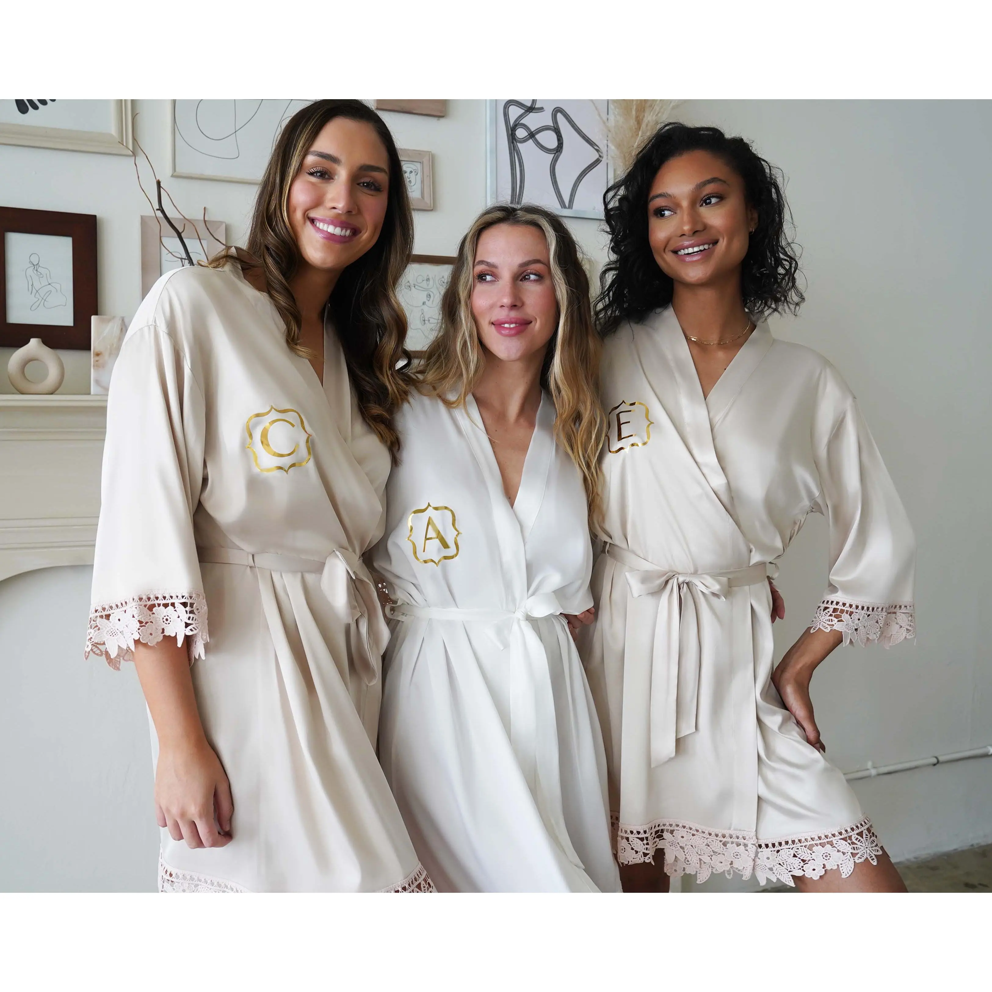 Personalized Silky Chunky Lace Robes