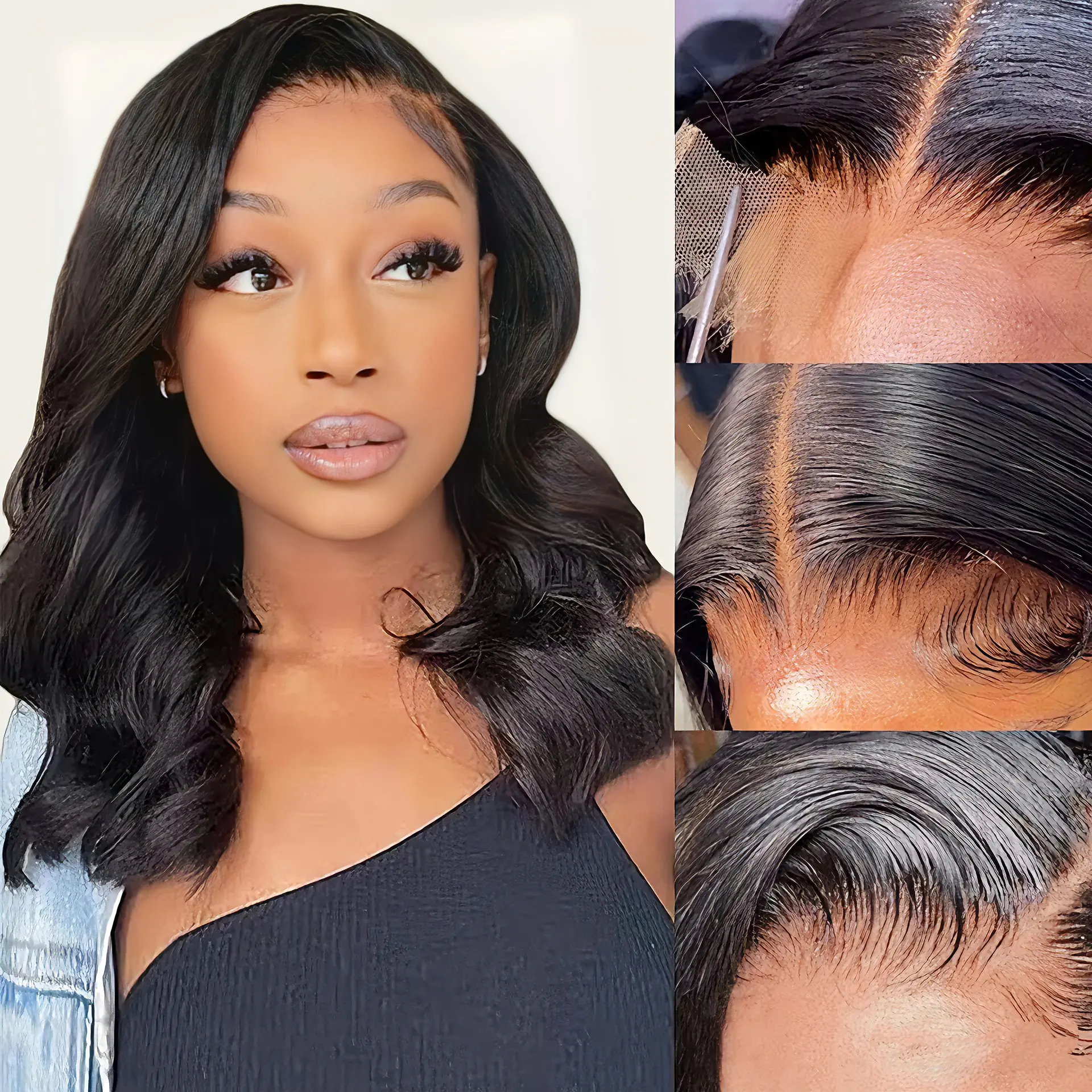 16 Inch 13x6 Frontal HD Lace Human Hair Wig Body Wave  180% Density, Pre-Plucked Bob Wig for Women