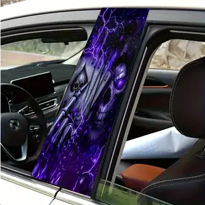 2PC, 2D flat pattern sticker, skull lightning pattern car sticker, Premium Skull Stickers, suitable for car B-pillar, Side Decals, metal, plastic, ceramic, wood, rectangular surface, semi-matte, wear-resistant material, waterproof and scratch-resistant