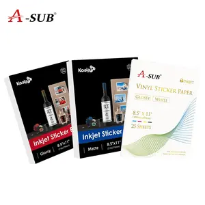 A-SUB Koala Matte/Glossy/Waterproof Sticker Paper 8.5x11" for Inkjet & Laser Printers - DIY Craft Supplies, High-Gloss & Matte Options, Strong Adhesion, Fast Ink Absorption Diy Decal Film