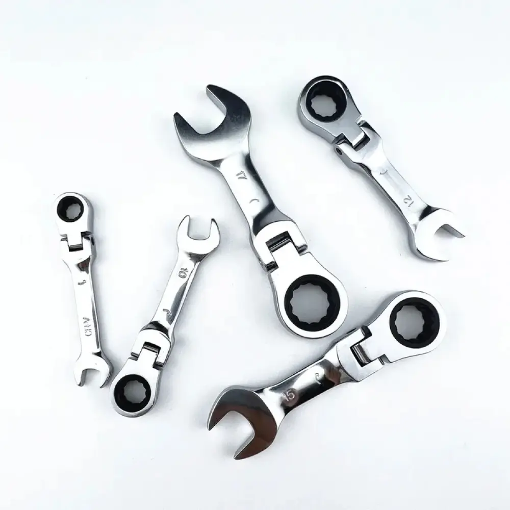 Mini Short Handle Ratchet Wrench Movable Head Quick Dual Purpose Open End Wrench Hardware Tool Labor Saving Wrench