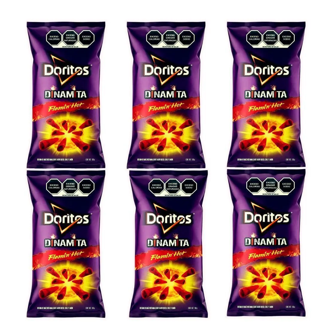 Doritos Dinamita Flamin Hot, Sabritas Chips, 6 Small Bags - Traditional Mexican Chips, Spicy, Crunchy Snack Spice