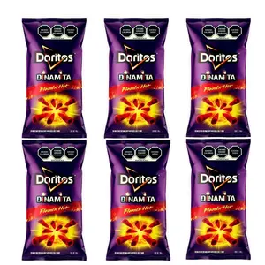 Doritos Dinamita Flamin Hot, Sabritas Chips, 6 Small Bags - Traditional Mexican Chips, Spicy, Crunchy Snack Spice