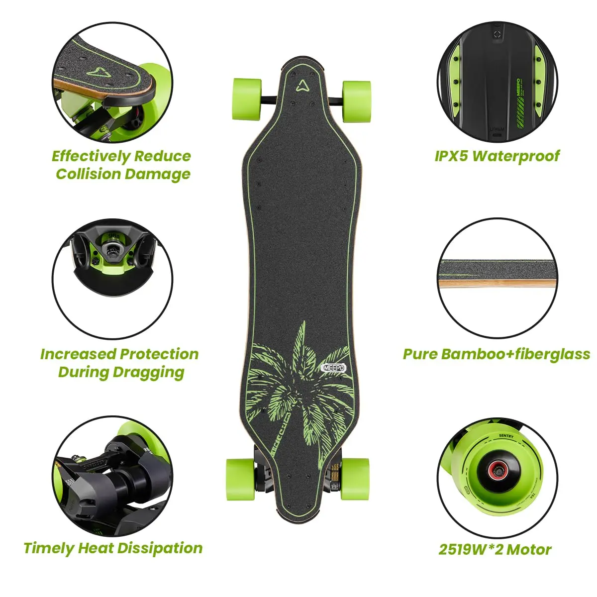 MEEPO Envy NLS 3 Electric Skateboard 32Mph Top Speed 24 Miles Range 2519 Watts x 2 Belt Motors, Special for Rides