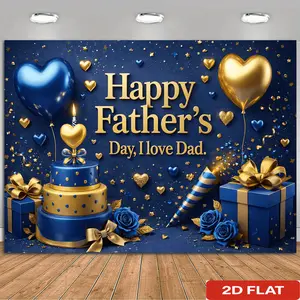 Happy Father’s Day Tools Gift Backdrop Tapestry Wall Hanging Photography Background Family Celebration Banner for BBQ Birthday Gathering Home Room Party Decor Polyester Fabric