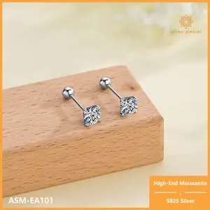 [ASM-EA101]  0.3 CT  Round Cut, Moissanite Stud Earring Ladies S925 Sterling Silver Earrings D Color VVS1  Girl Promise to Send Her Birthday Gift With Certificate Anniversary Wedding Anniversary Engagement