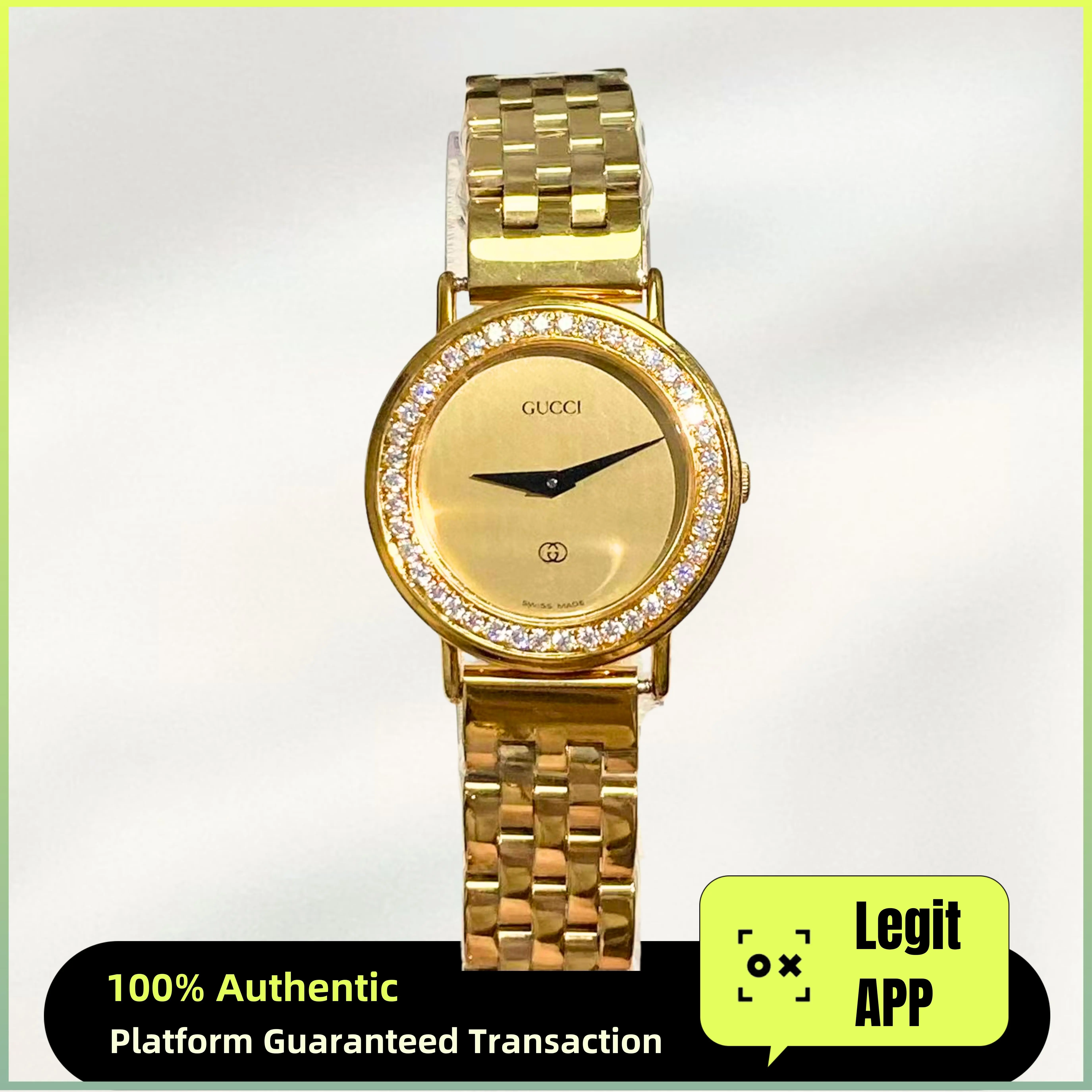 Gucci Vintage 3000L 25mm Quartz - Gold Dial & Diamond-Set Caseback Ladies Watch 21183156
