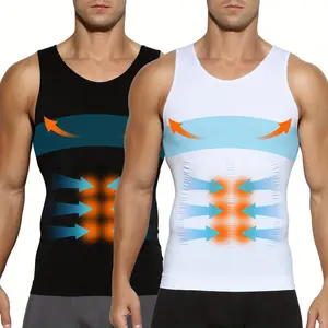 Men's Tummy Control Compression Shirts Gynecomastia Shapewear Seamless Moobs Undershirt Body Shaper Vest Seamless