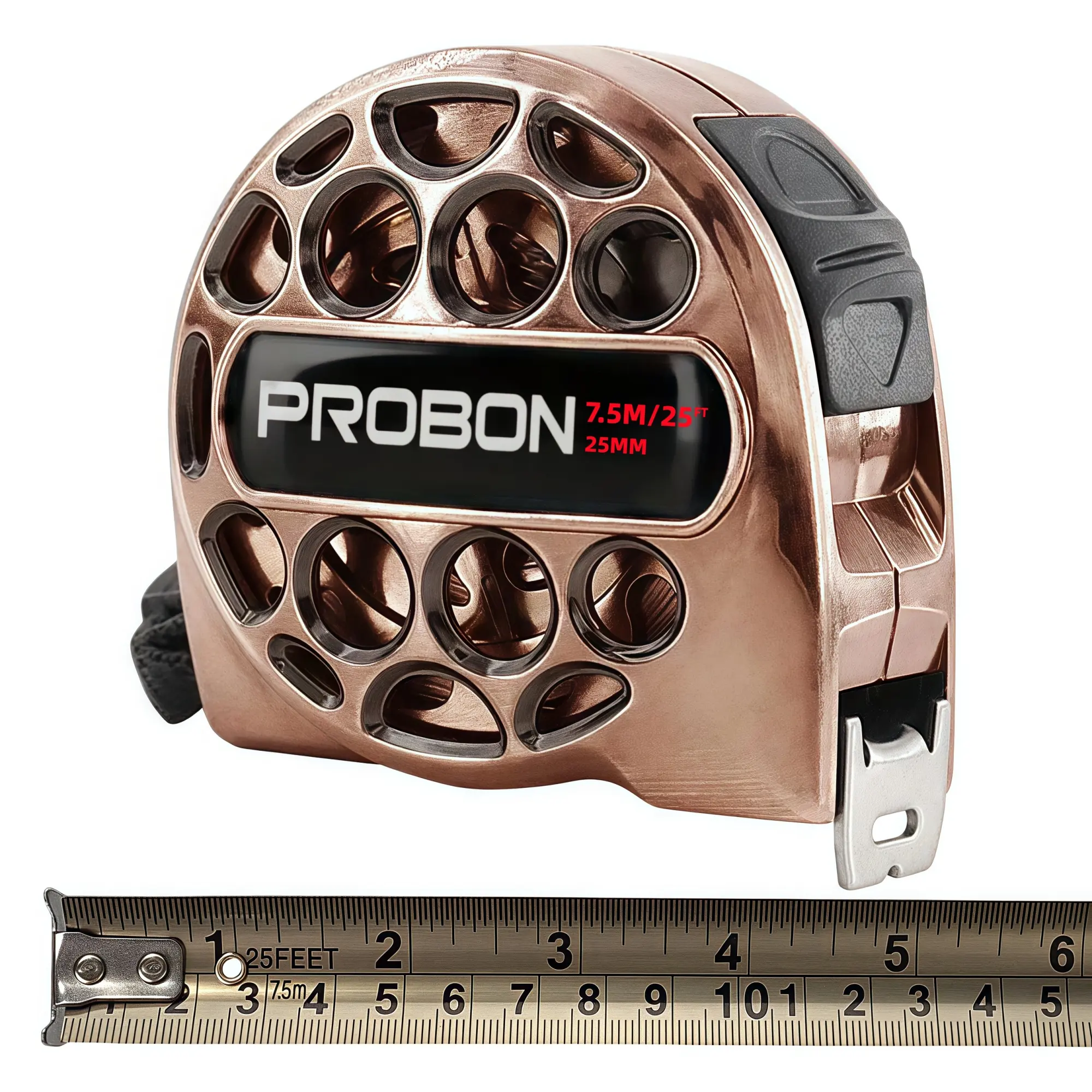 25 ft/16 ft Copper-Color Tape Measure, High-Hardness Material, Heavy Duty, Shockproof, Waterproof and Dirt-Resistant, Dual Metric & Imperial Scales, High-Precision Measuring Tape for Construction & DIY Projects, Durable Tape Measure, Hand Measuring Tool