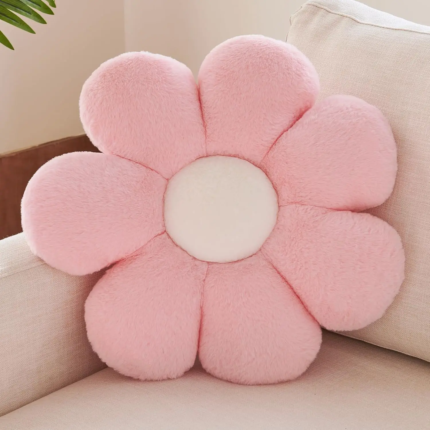 Flower Pillow, Decorative Throw Pillow, 14.9 Cute Daisy Pillow, Aesthetic Fun Decor Pillows for Bed, Flower Shaped Accent Cozy Pillow for Couch