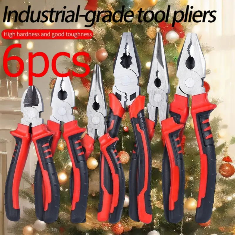 Industrial-Grade Chrome-Vanadium Plier Sets - 2pc Multifunctional Wire Cutter Head Hand Tools for Electricians, Waterproof Iron Structure, Side-Cutters, Needle-Nose Pliers, Durable Cutting & Fastening Capabilities
