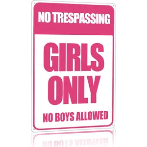 Funny Girls Only Sign No Trespassing No Boys Allowed Tin Sign for Girls Cave Room Bedroom Dorm Wall Decor 8 X 12 Inch