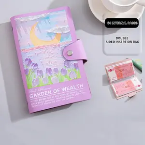 Oil Painting Soft Leather Money Saving Book, Cash Storage Album, Savings Folder, Currency Collection Book, Financial Management Journal, Savings Challenge Planner, Savings Tracker Organizer
