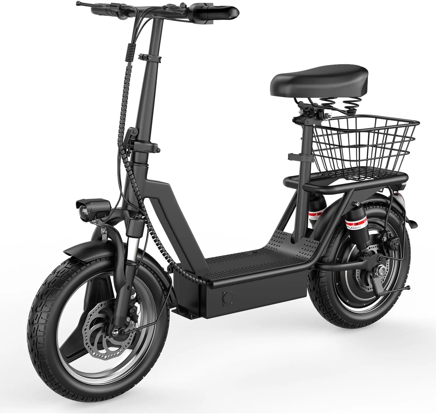 Electric Scooter for Adults, 1000W Peak Motor, 35 Miles of Range Scooter with Seat, 25 MPH Top Speed, 48V 13Ah Battery, Dual Suspension, Foldable E-Scooter with Rear Basket for Cargo, Commuting