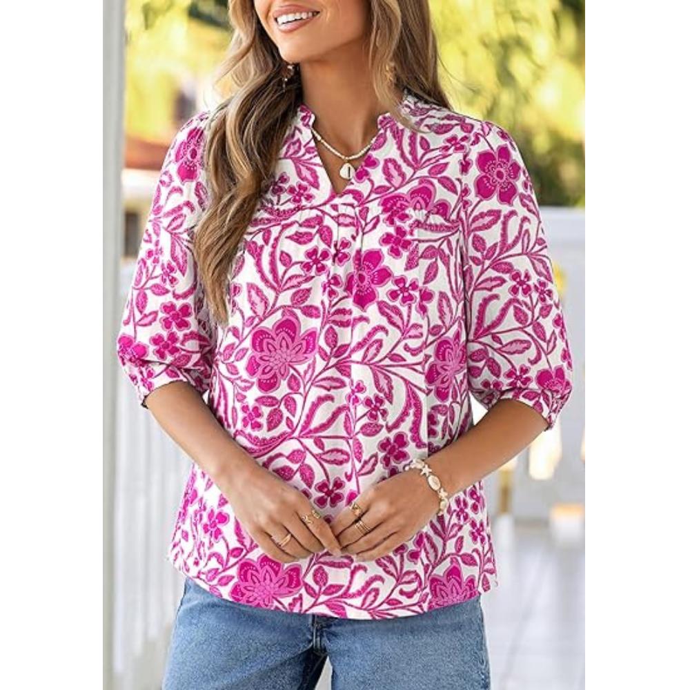 PRETTYGARDEN Women's Summer Floral Blouses Dressy Casual Half Sleeve V Neck Going Out Boho Tops Spring Fashion Clothing PRETTYGARDEN Women's Summer Floral Blouses Dressy Casual Half Sleeve V Neck Going Out Boho Tops Spring Fashion Clothing