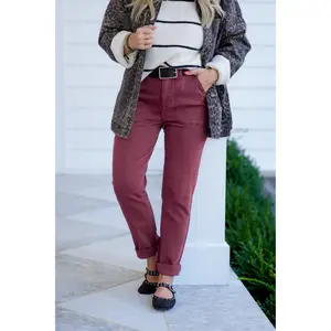Judy Blue High Rise Burgundy Cuffed Jeans