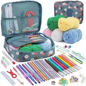 Crochet Kit for Beginners Adults, 107pcs Starters Knitting Kit Include Crochet Yarn, Ergonomic Crochet Hooks, Knitting Tool Supplies for Travel Craft DIY