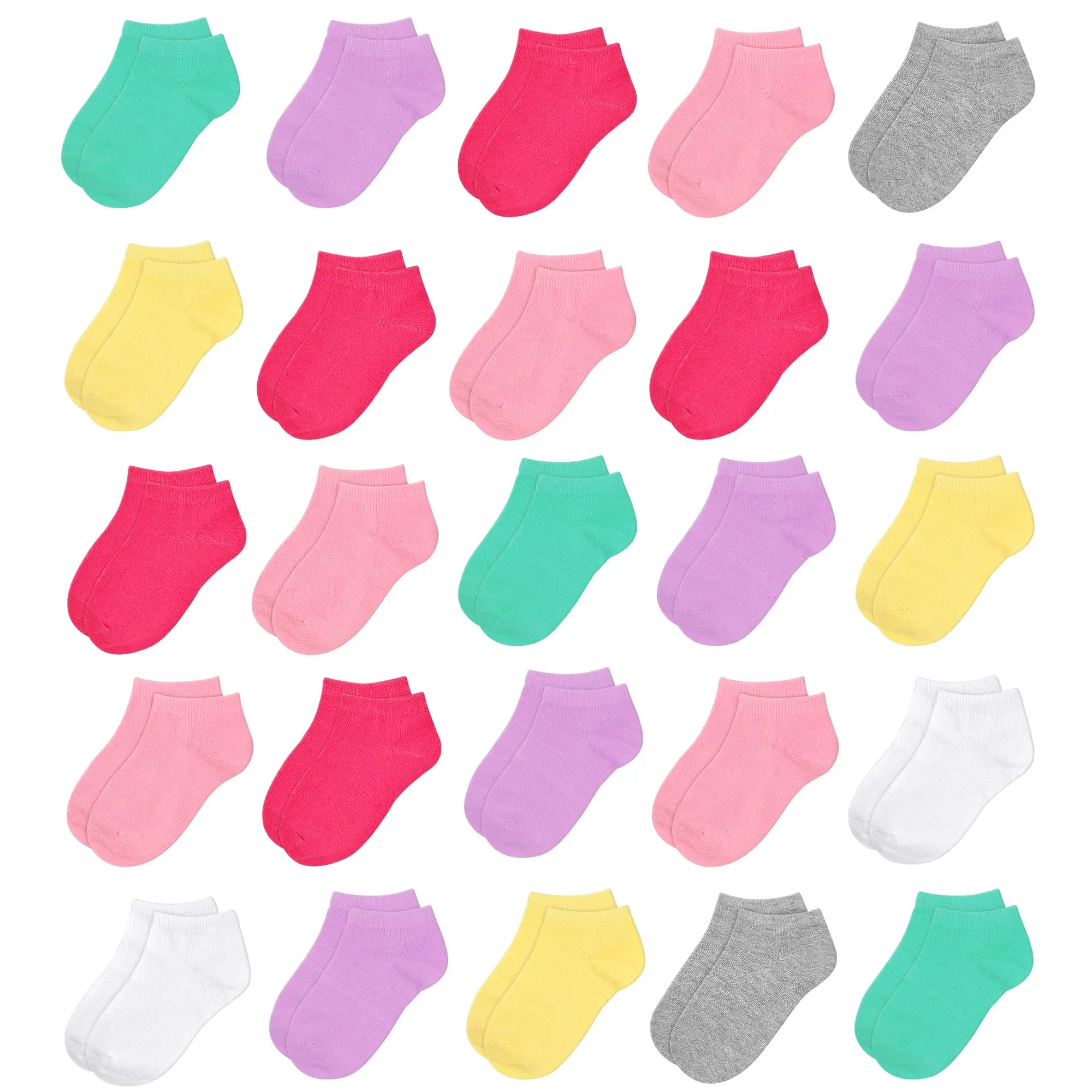 TPHON Kids Socks - 25 Pairs Unisex Toddler Ankle Socks Set, Low Cut for 0-10 Years Old Boys & Girls, Soft Comfy Hosiery with Elastane Poly, Moisture Wicking Kid Size Liners & Daily Wear Socks, Kid Size Liners & Ankle Socks