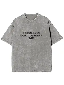 Women's Casual Comfortable Everyday Crew Neck Short-Sleeve Gray T-Shirt with Bold Text Design, Unisex Piece