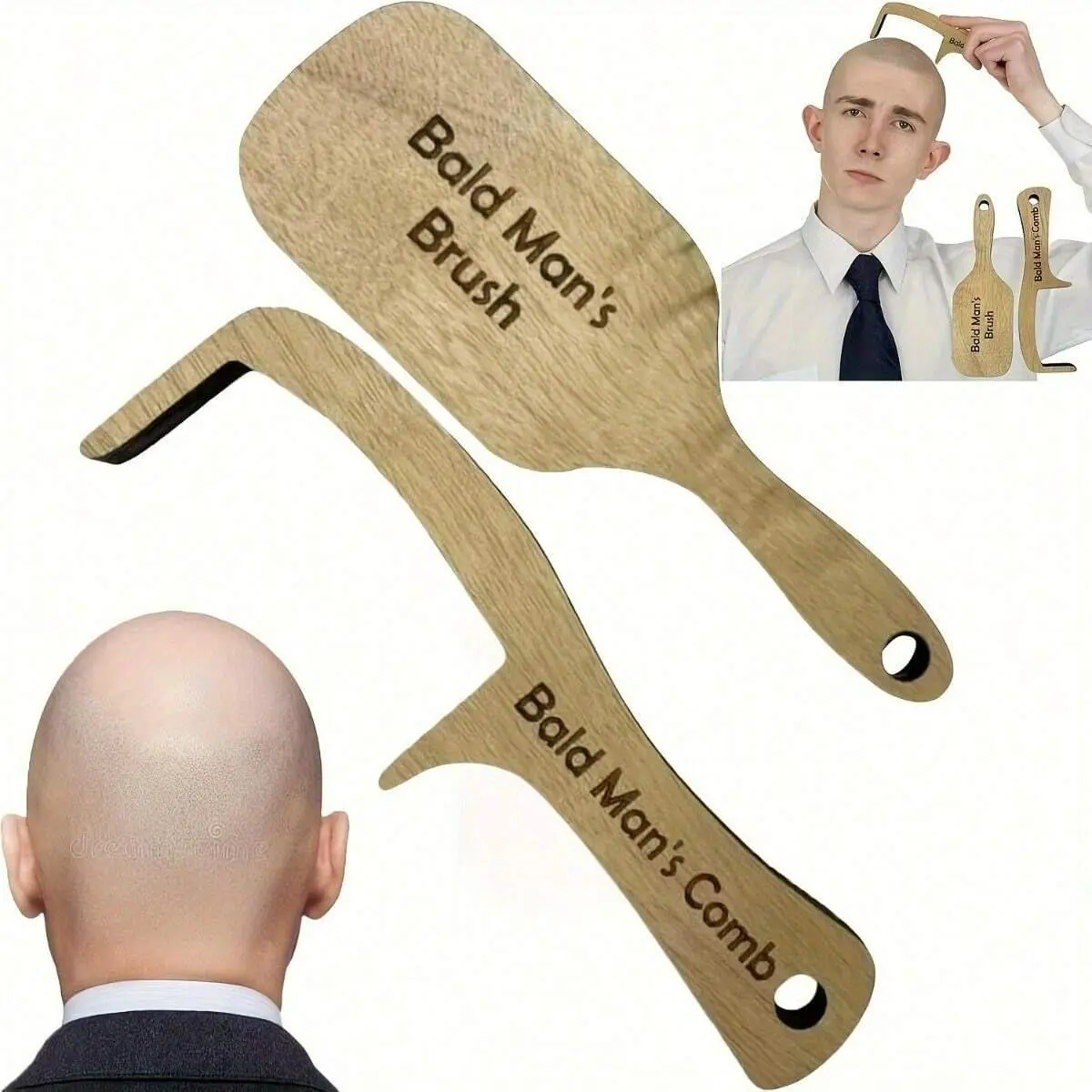 Funny Gag Bald Men Comb Set, Unique Novelty Hair Comb, Perfect Gift for Grandpa & Party Pranks