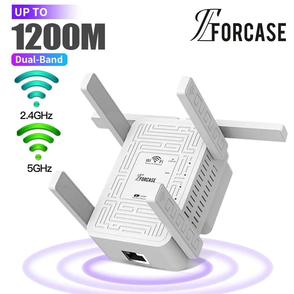 2026 WiFi Range Extender AC1200 Dual Band (2.4GHz & 5.8GHz) Wireless Signal Repeater, AP Mode, 10,000 Sq.ft Coverage, Connects 80+ Devices for Home & Office