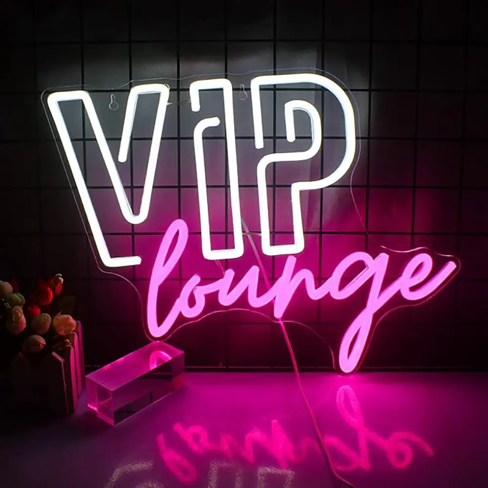 Vip Lounge LED Neon Lights Wall Decor, USB Powered Sign, Modern Luxury Bar Style, Perfect for Living Room, Bedroom, Game Room, Party Decoration