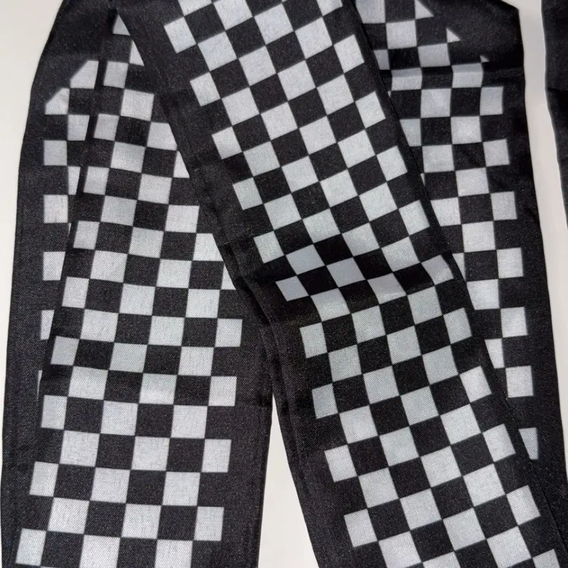 BLACK AND WHITE HEAD SCARVES WITH CHECKERBOARD PATTERNS FOR VARYING STYLES