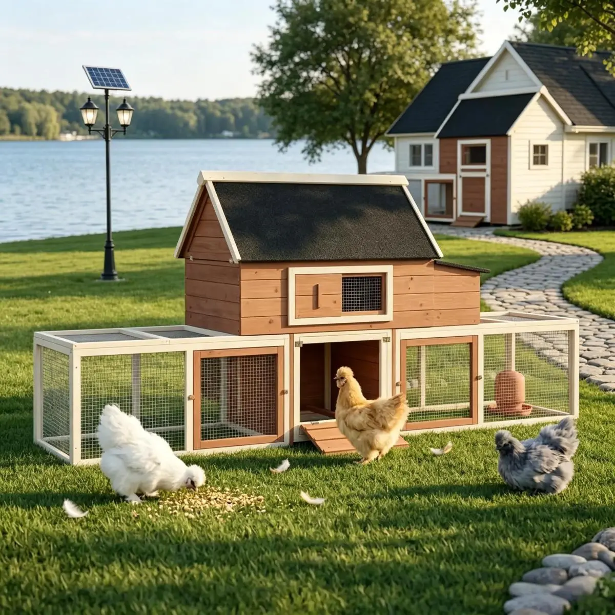 [Bellemave] Wooden Chicken Coop, Outdoor Chicken Cage Poultry Hen House with Nesting Box On-Site