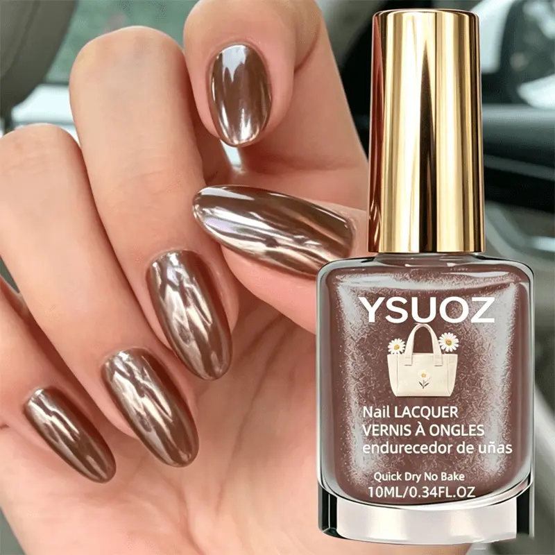New Brown Mirror-Finish Nail Polish, Natural Quick-Drying Formula, Metallic Brightening Effect, Suitable for Spring-Summer Manicures/Pedicures, Party Use & Holiday Gifting