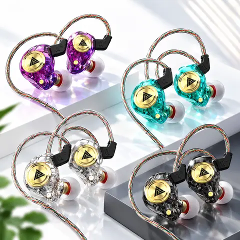 【Flash Sale】QKZ AK3 Portable Wired In-Ear Headphone with Mic - HiFi Sound, Deep Subwoofer Bass, Noise Cancelling, Transparent IEMs, Electronic Cable Connection, Audio Gaming Earbuds, Console Accessory, Geek Gift for Gamers