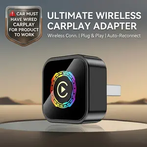 2026 Upgraded Wireless CarPlay & Android Auto Adapter, Mini Aluminum Alloy CarPlay Dongle, One-Button Disconnect, Fast Wi-Fi, Auto-Connect