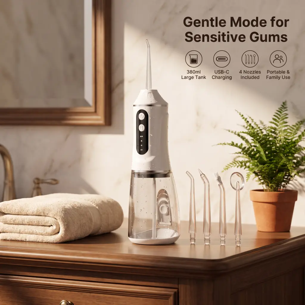 【BackToSchool】Portable Oral Irrigator, Adjustable Pressure USB-C Rechargeable Water Flosser for Home & Travel Oral Care