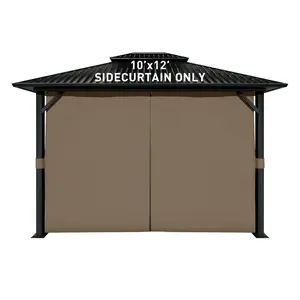 Aoodor Gazebo Curtain Replacement-Universal 4-Panel Sidewalls 10'x12',Patio Privacy Curtains with Double Zipper,UV Resistant,Perfect for Outdoor Canopy,Garden,Backyard (Curtain Only)