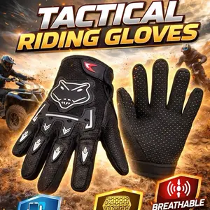BLACK Youth ATV Quad Off-Road Gloves for Kids - Windproof Waterproof Polyester Material - Adjustable Velcro Closure - Ideal for Dirt Pit Bike Go Kart Motorcycle Scooter Racing - Boys Girls Outdoor Sports