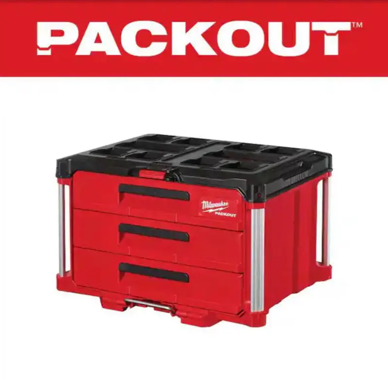 Milwaukee PACKOUT 22 in. Modular 3-Drawer Tool Case with Metal-Reinforced Corners, Tool Organizer for Compact Workshop Storage for Workshop Users
