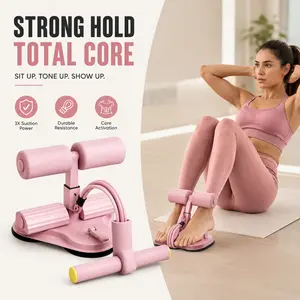 Abdominal Training Auxiliary Device, 3 Suction Cups & 3-Gear Height Adjustment Ab Trainer with 6-Tube Pull Rope, Fitness Equipment for Home and Gym Use