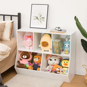 HOOBRO 35.4" L Toy Storage Cabinet，Kids Bookshelf, Bookcase Footboard, Toy Storage Cubby, Children's Toy Shelf, Fit for Children's Room, Playroom, Hallway, Kindergarten #SummerVibes