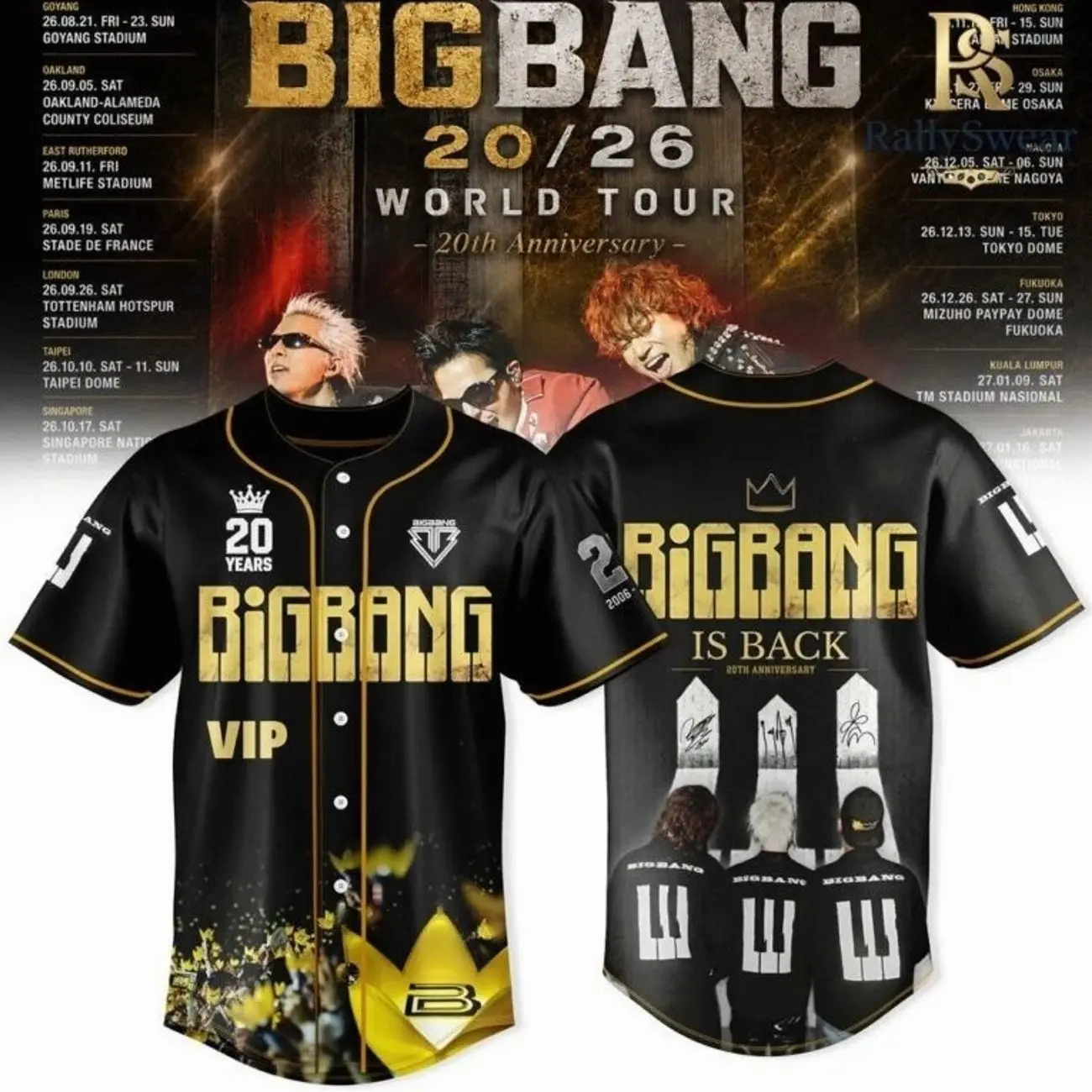 BIGBANG Is Back 2026 World Tour Baseball Jersey V9K