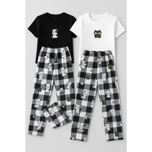 Funny Cartoon Cow Print Sleep Pants – Matching Couple Buffalo Plaid Pajamas (Sold Separately)
