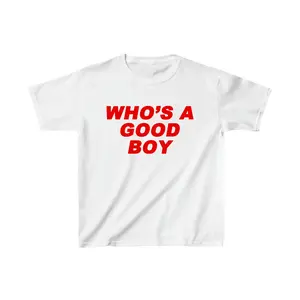 Who's A Good Boy Y2K Baby Tee, Women Trendy Cute Short Sleeve Aesthetic Preppy Cotton T-Shirt