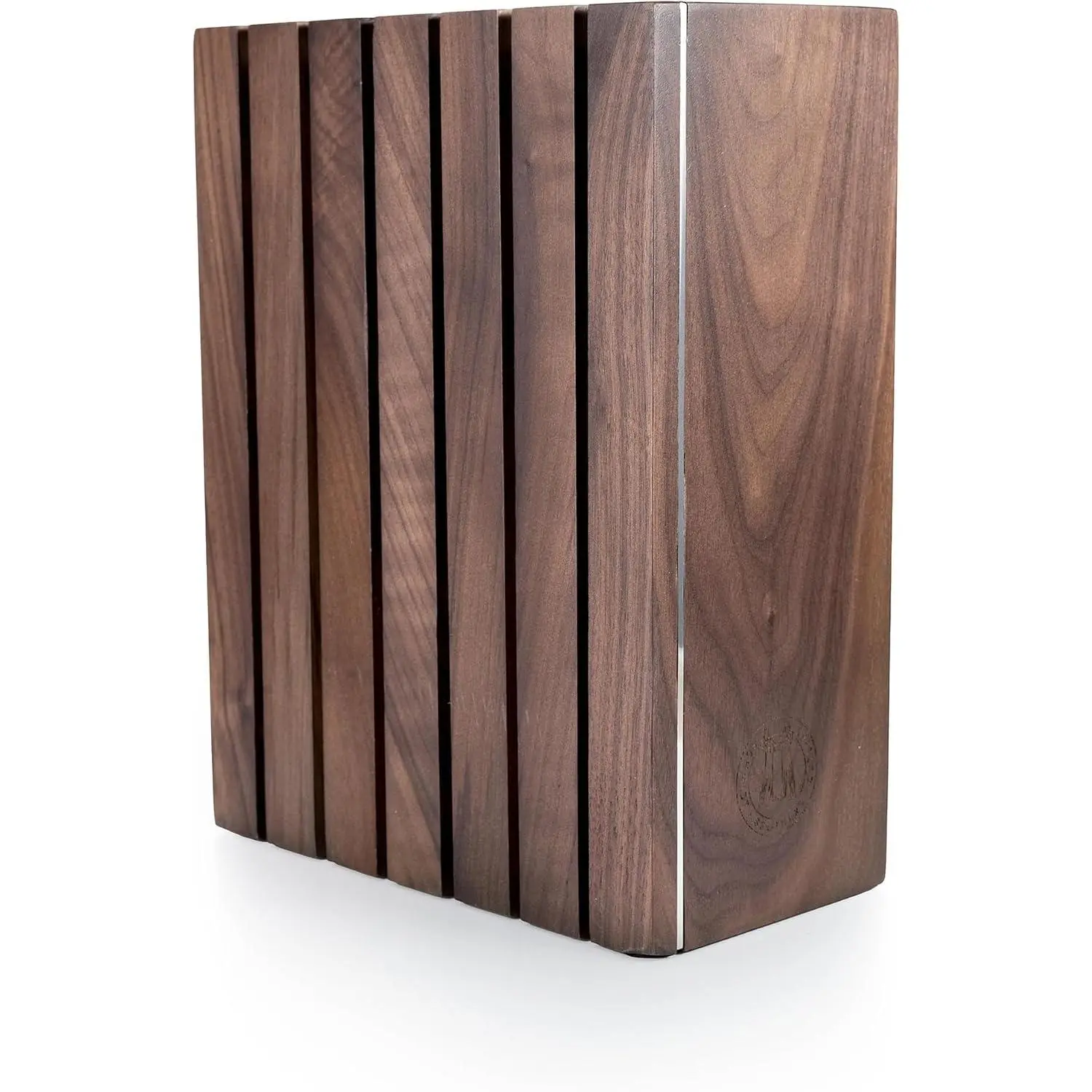 Schmidt Brothers Skyline Magnetic Kitchen Knife Block - Walnut Hardwood, Slotted Design, Universal Fit for Up to 6 Cutlery Pieces