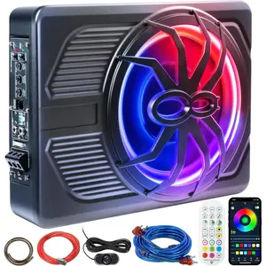 Upgraded 10" 1200W Slim Under Seat PoweredCarSubwoofer1000WCar Subwooferwith APPControlandColour Light,10'' Slim UnderSeatPoweredCar Subwoofer w\/Built-in Amplifier & Hi\/Lo Input, Bass SpeakerSubwooferfor Car\/Truck\/SUV\/Jeep\/MPV homesoundgift gift