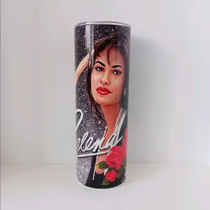20oz Stainless Steel Selena Tumbler with Straw and Cleaning Brush.