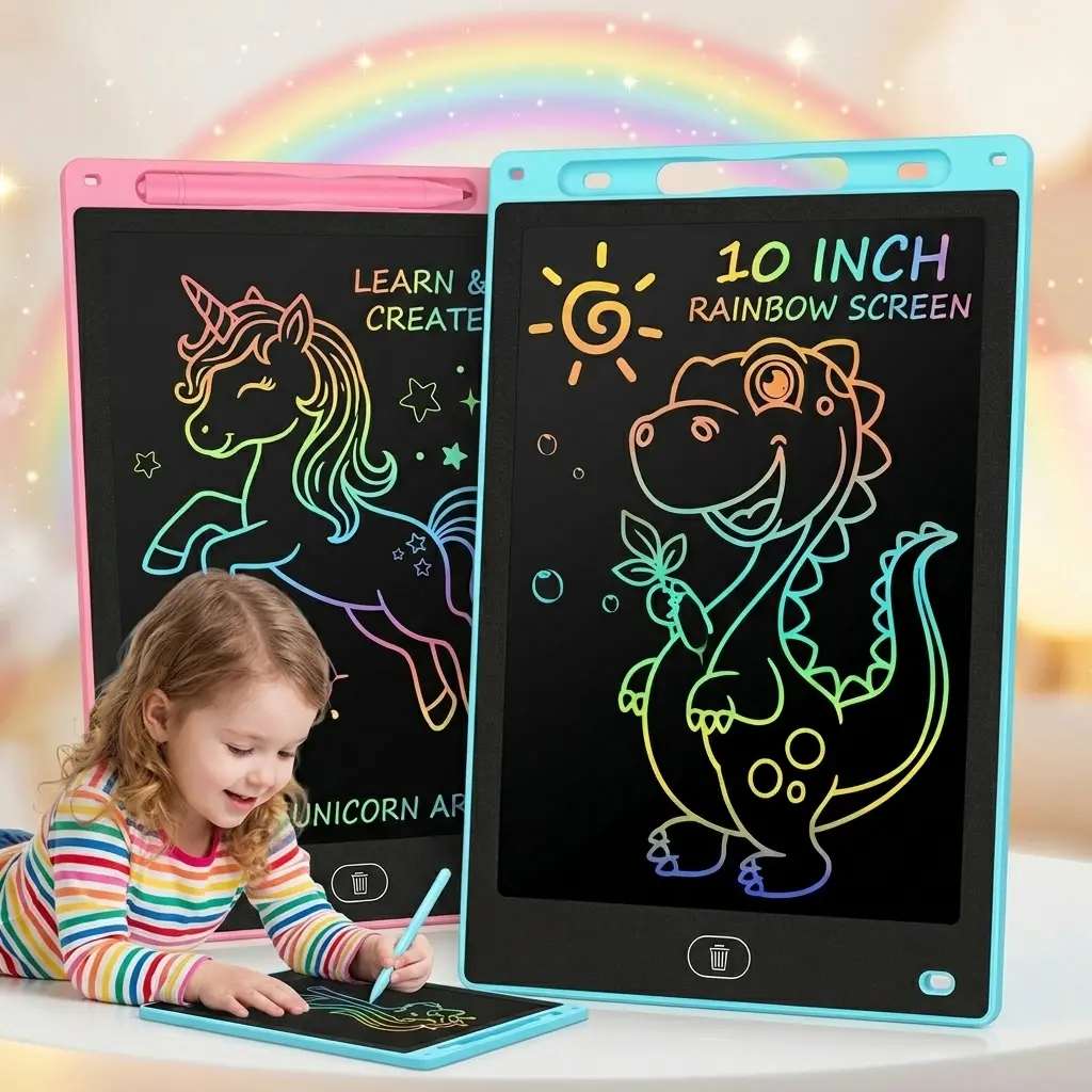 EFFUN Reusable LCD Writing Tablet - 10-Inch/8.5-Inch Colorful Multifunction Erasable Electronic Drawing Pad, Portable Sketchpad for Home & School, Kids' Back-to-School Toy Gift