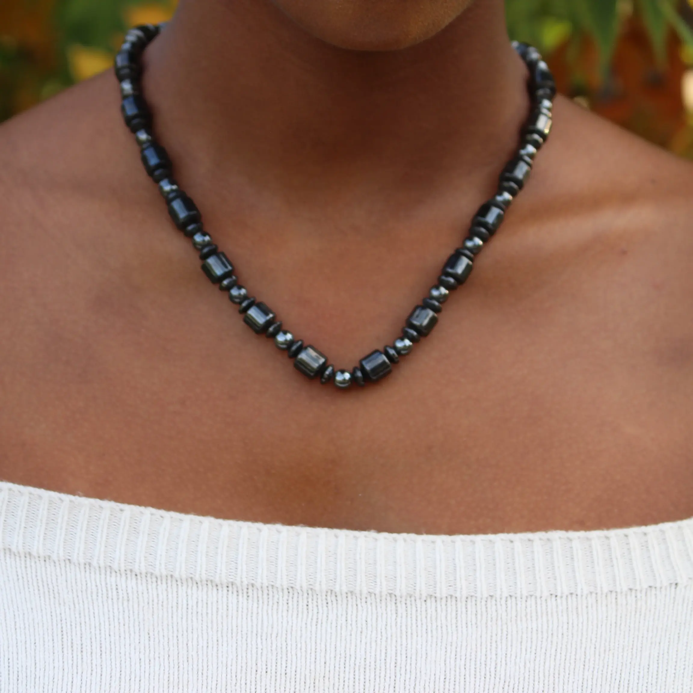 Nile Bazaar Multi-shaped Hematite - Hematite Stone Necklace for Men/Women. Unisex Artisan Jewelry Symbolizing Life, Vitality, and Protection Gift