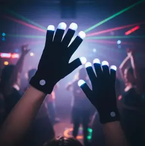 Black LED Light Up Gloves - Multi-Mode Lighting, Comfortable & Stretchy, Ideal for Nighttime Illumination, Novelty Toy Gloves Perfect for Parties & Nighttime Entertainment