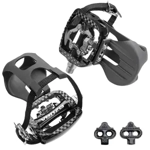 VENZO Bike Toe Clips Cages & Pedals - Compatible with Shimano SPD - Fixed or Adjustable Bicycle Toe Clips & Cleats for Fitness Indoor Exercise Bikes