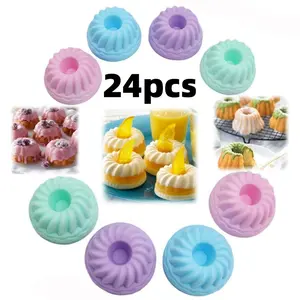 24-piece Mini silicone baking cups, pumpkin silicone baking cake mold non stick paper cup cake liner exquisite dessert tray jelly cup and pancake molds
