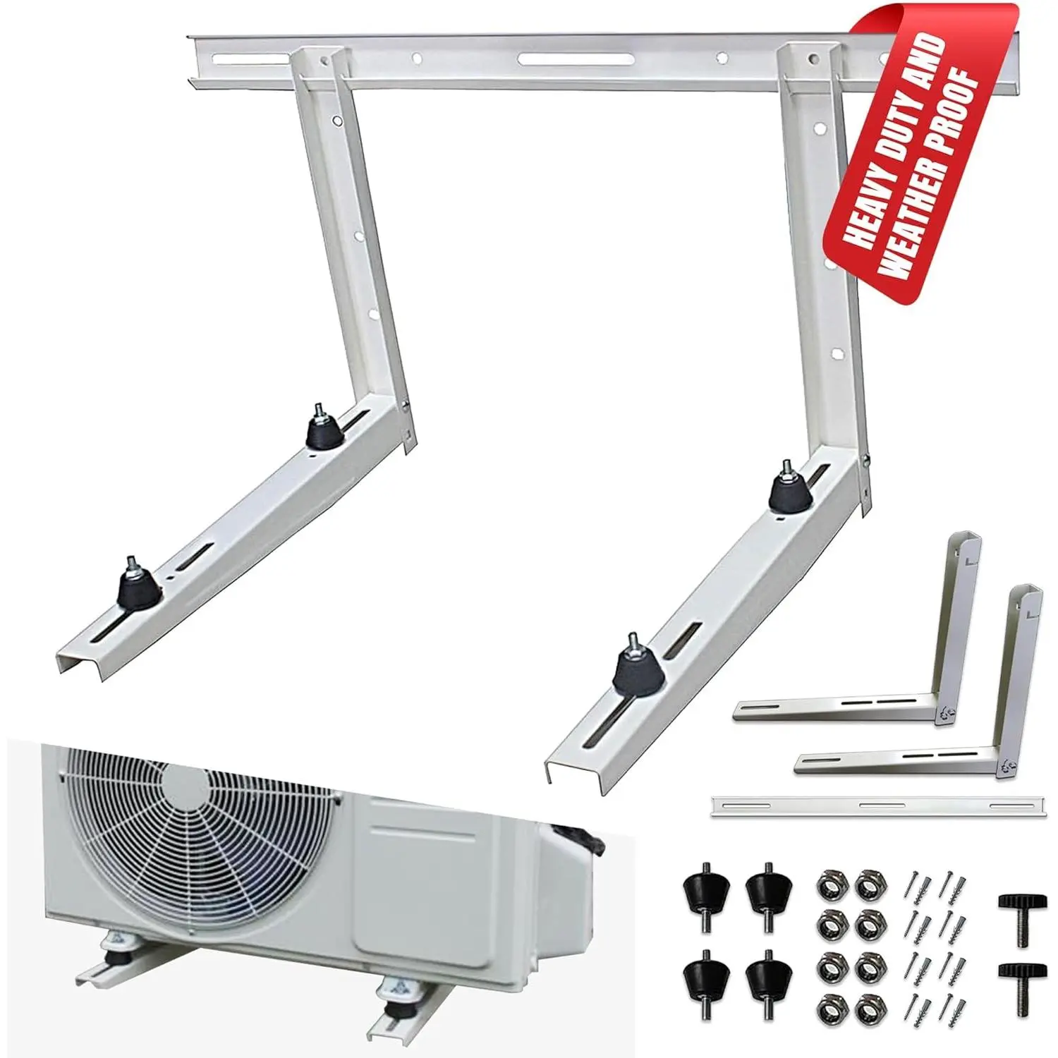 Outdoor Wall Bracket - Mini Split AC Mounting Brackets - Ductless Air Conditioner Wall Mount - Support Brackets for Window AC Unit, Heat Pump, Mini Splt, HVAC and More (9000-36000 BTU)