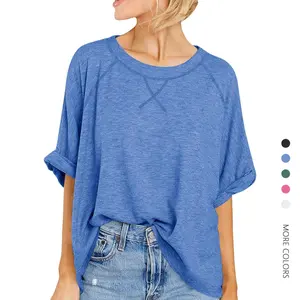 Danedvi Womens Tops Oversized Tshirts Summer Short Sleeve T Shirts Casual Loose Fit Basic Tees Leggings Cute